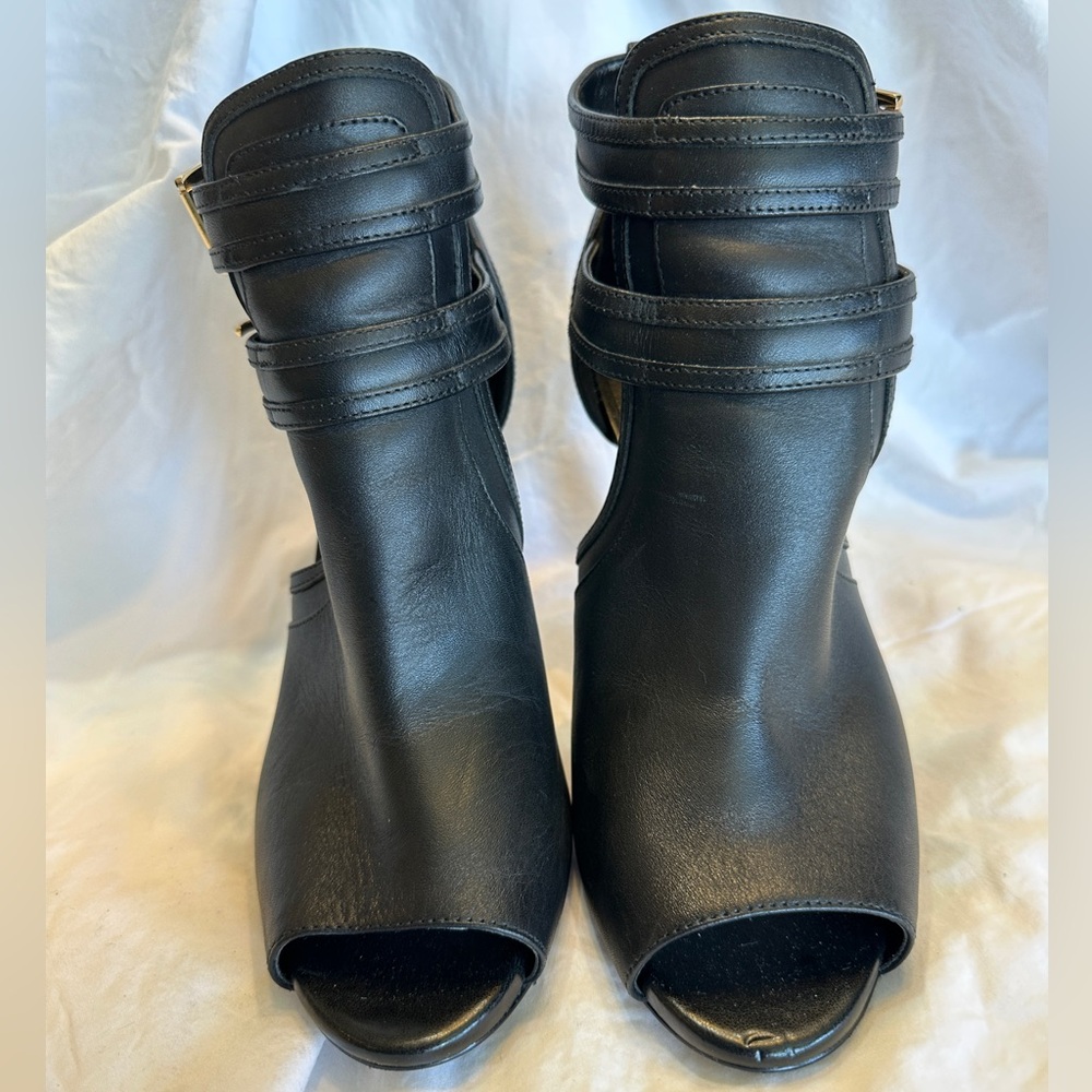 Michael Kors Black Leather Women's Peep-Toe Heels